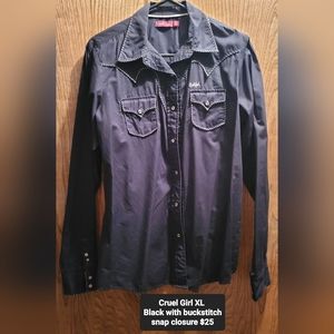 Cruel Girl Large long sleeve western shirt, snap closure